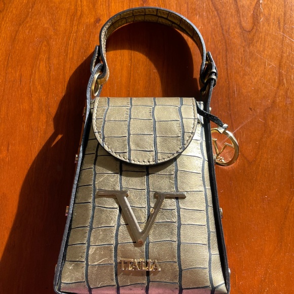 VERSACE V ITALIA gold croc handbag - Picture 3 of 4